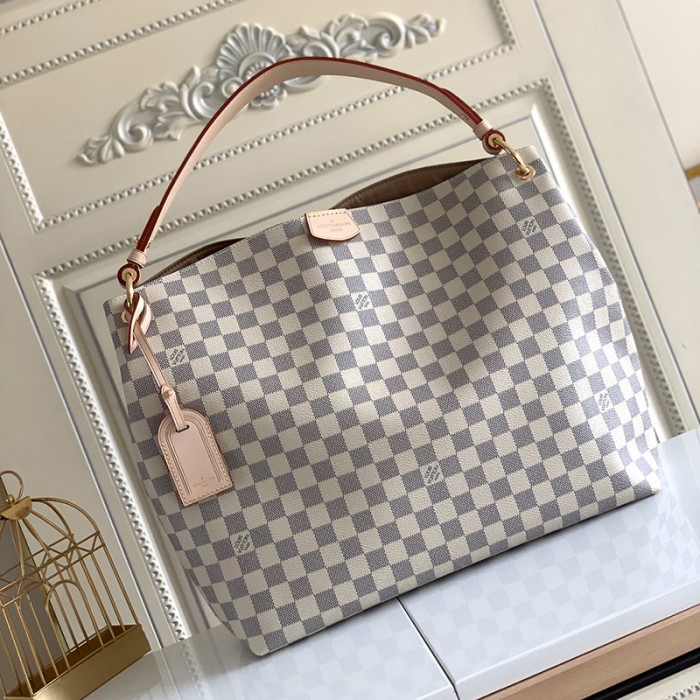 LOUIS VUITTON LV Bag White Canvas All Steel Hardware Fashion Style Bag-240754